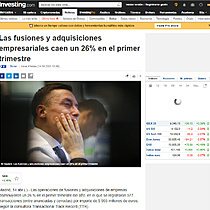 Las fusiones y adquisiciones empresariales caen un 26% en el primer trimestre